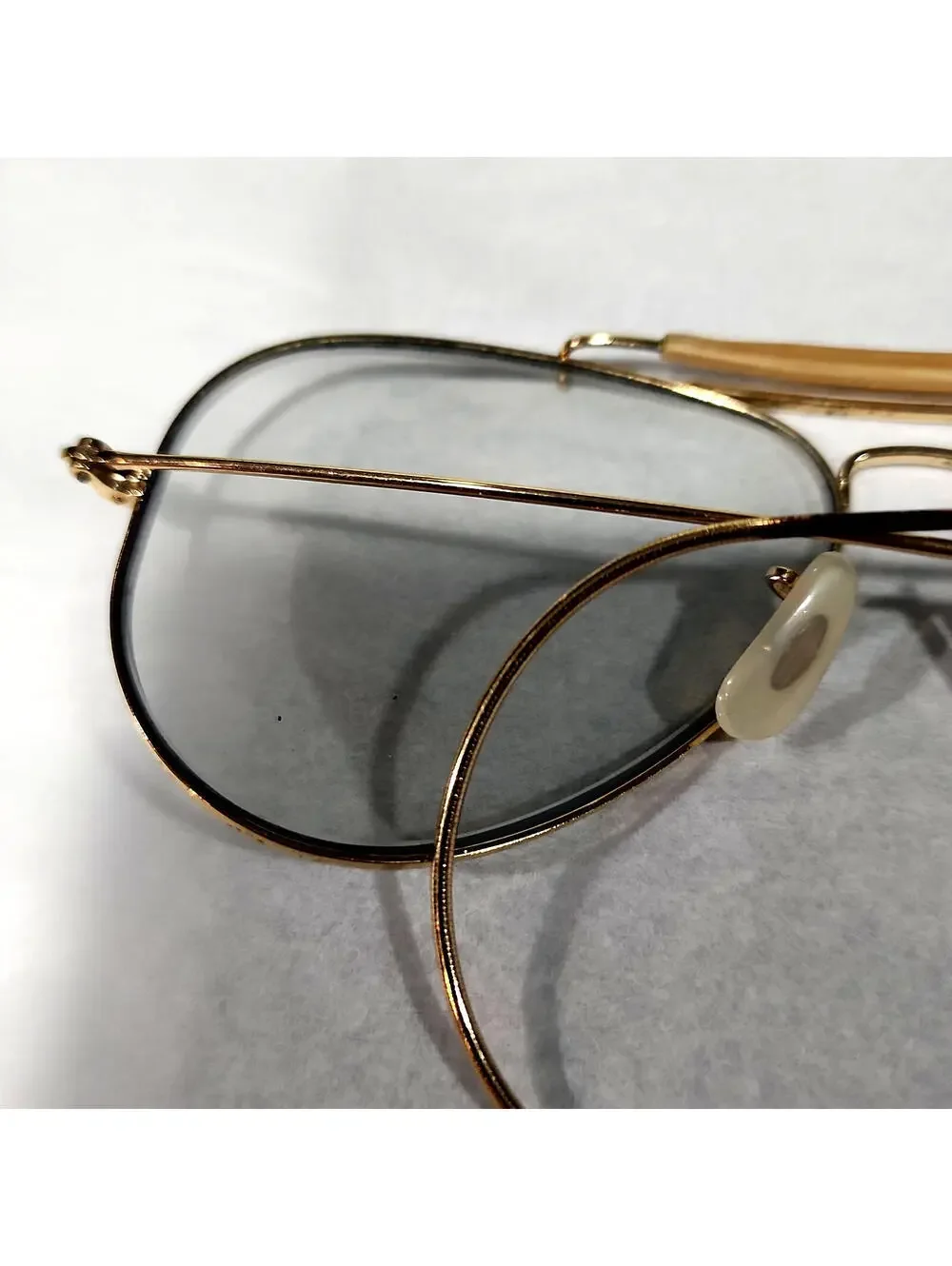 Ray Ban B&L Vintage 70's Outdoorsman Gold Light Gray Aviator Sunglasses 58-14